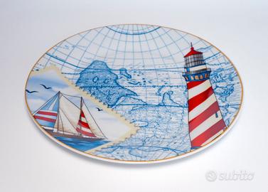 Piatto decorativo in ceramica a tema viaggio mare