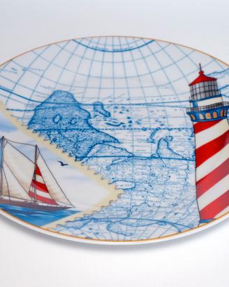 Piatto decorativo in ceramica a tema viaggio mare