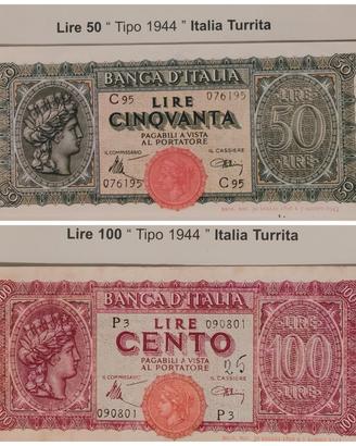 Italia Turrida Lire 50 e 100 Decr. 10.12.1944 