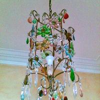 Lampadario vintage Ernst Palme fiori cristallo