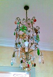 Lampadario vintage Ernst Palme fiori cristallo