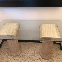 Console/tavolo con 2 colonne vero travertino