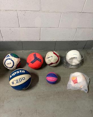 Lotto 7 palloni da calcio basket volley pallamano