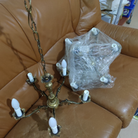 2 lampadari antichi in ottone 5 braccia