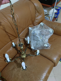 2 lampadari antichi in ottone 5 braccia