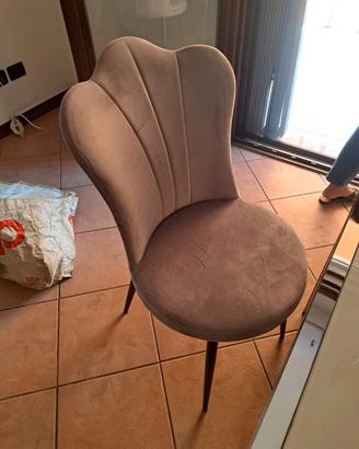 Set 4 Sedie Design a Conchiglia in Velluto