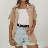 Camicia Donna Oversize Estiva Nocciola