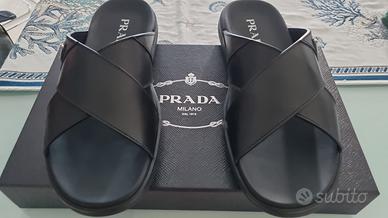 Prada – Sandali sabot incrociati in pelle