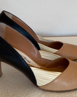 Scarpe con tacco alto nere beige bianche