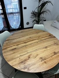 Tavolo rotondo allungabile bianco e legno