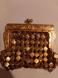 Portamonete vintage dorato in maglia con doppio s