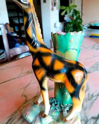 Giraffa Vaso Statuina Porcellana 23x12x8 Art Déco