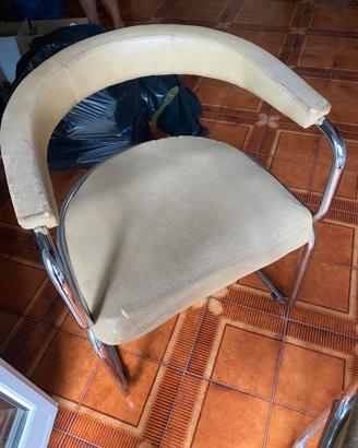 Poltroncine/sedie in pelle e acciaio