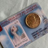 Vaticano moneta Stamp e Coin N1 del 2011