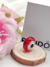 Charm originale pandora murano rosso argento 925
