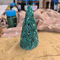 Portacandele in ceramica a albero di natale, fatto