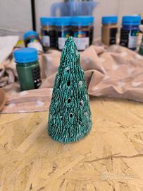 Portacandele in ceramica a albero di natale, fatto
