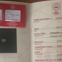 Diamante Naturale 0.37 ct. F/VVS1 Certificato Rect