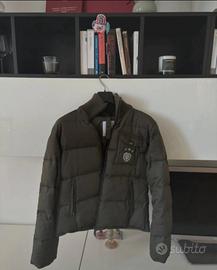 Giacca corta verde militare invernale piuma d'oca