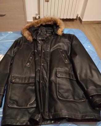 Giubbotto uomo pelle con cappuccio 