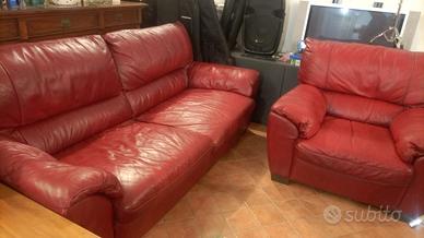 SALOTTO DIVANO 2 POLTRONE PELLE BUFALO 4 POSTI NEW