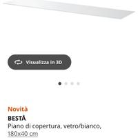 Top in vetro bianco copertura Besta Ikea 180×40