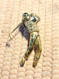 Spilla Golf Colore Oro e Strass Anni 80 NUOVA