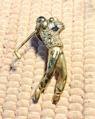 Spilla Golf Colore Oro e Strass Anni 80 NUOVA