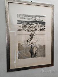 Quadro Disegno su Carta Surrealista/Fantascienza