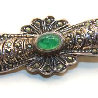 Magnifica spilla Art Deco argento marcasite pietra