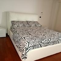 Letto contenitore matrimoniale ecopelle bianco 