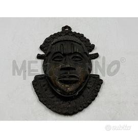 SCULTURA TESTA DI BENIN IN BRONZO