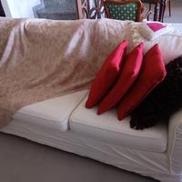 Divano 3 posti in cotone bianco 