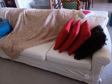 Divano 3 posti in cotone bianco 