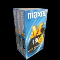 3 Videocassette VHS Maxell M180 Mega Power Tape - 