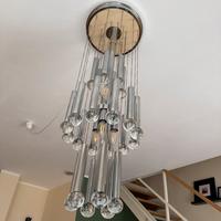 Lampadario Gaetano Sciolari anni 70 vetro metallo