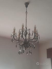 Lampadario anni '60 - 6 Luci - Gocce Cristallo