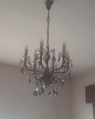 Lampadario anni '60 - 6 Luci - Gocce Cristallo