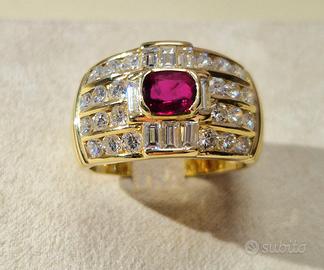 Anello Rubino diamanti