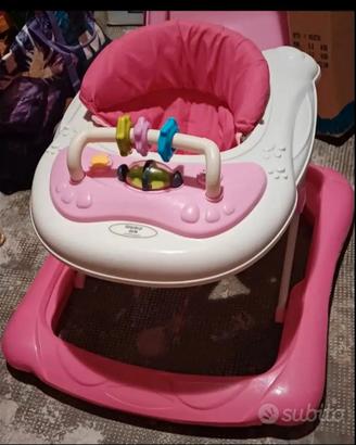 Girello Rosa/bianco con giochini 