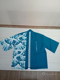 Camicia kimono cardigan blu taglia L uomo 
