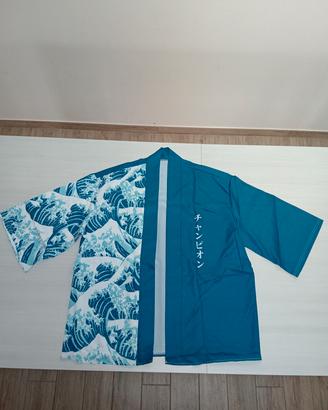 Camicia kimono cardigan blu taglia L uomo 