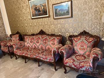 Divano e 2 poltrone vintage in stile Luigi XV