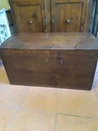vecchio baule in abete del 1930/40 antico/vintage/