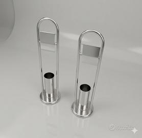 Coppia Porta Rotolo e Scopino Bagno in Acciaio