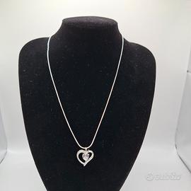 collana argento cuore donna zirconia punto luce