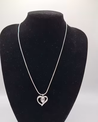 collana argento cuore donna zirconia punto luce