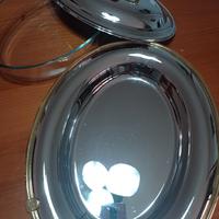 Porta pirofila  silver plated+ pirofila pyrex