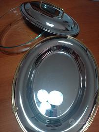 Porta pirofila  silver plated+ pirofila pyrex