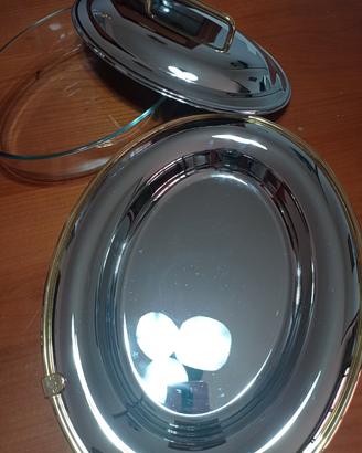 Porta pirofila  silver plated+ pirofila pyrex